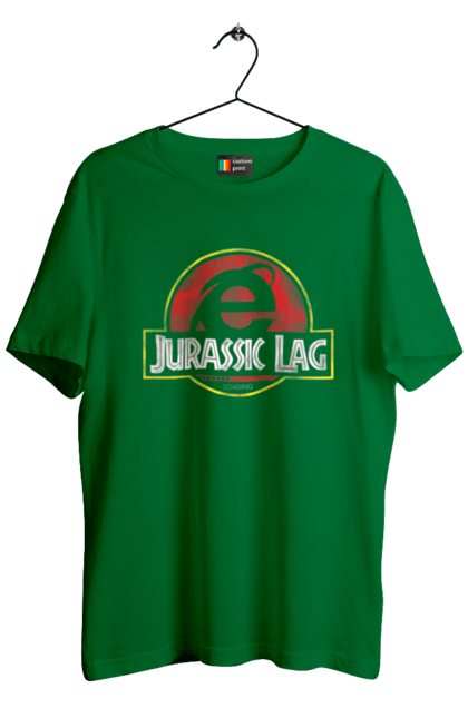 Men's t-shirt with prints Jurassic lag. Antiquity, browser, ie, internet explorer, jurassic park, lag, microsoft, not, windows. 2070702