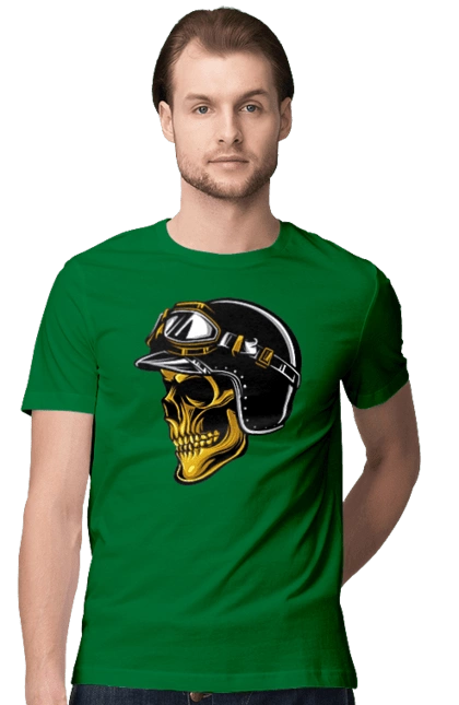 Skull in a motorcycle helmet