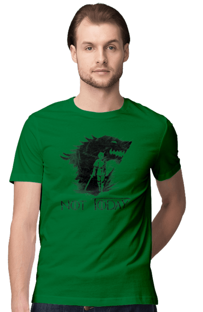 Men's t-shirt with prints Game of Thrones Arya. Arya, game, got, not today, stark, starks, thrones, tv show, wolf, wolves. 2070702