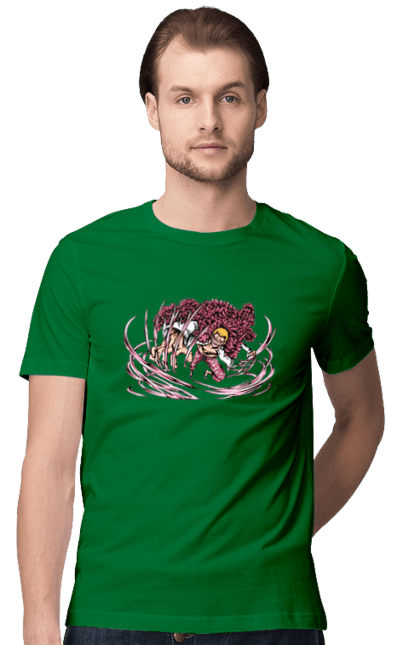 Men's t-shirt with prints One Piece Donquixote Doflamingo. Anime, donquixote doflamingo, heavenly yaksha, manga, one piece, straw hat pirates. 2070702