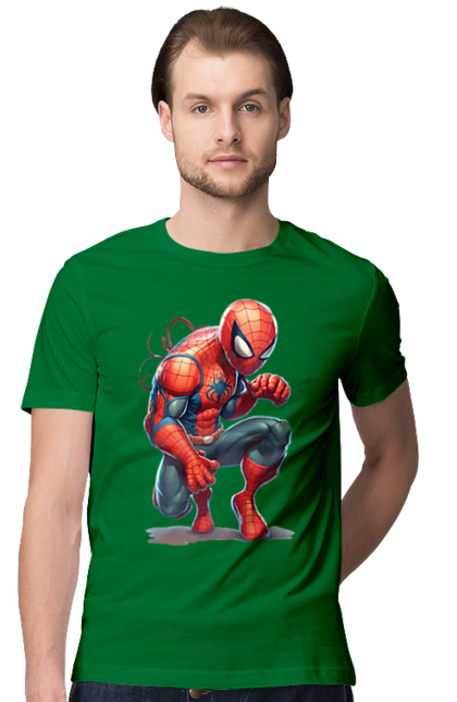 Футболка чоловіча з принтом "Людина павук". Всесвіт марвел, людина павук, марвел, персонаж, супергерой. CustomPrint.market