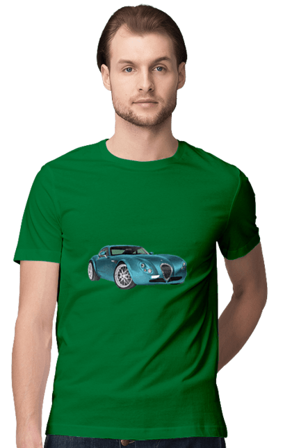 Men`s t-shirt with prints Auto.7. Auto, blue, graphics, photo, retro car. 2070702