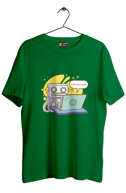 Футболка чоловіча з принтом "Я не робот Хакер зрозуміє 404 до дня програміста". 404, aws, backend, c++, cloud, css, frontend, golang, java, js, linux, python, script, web, ай ті, айті, айтішник, верстка, дата, код, компьютер, лаптоп, облако, ошибка, програміст, программа, программист, програмування, робот, хакер, язык. 2070702