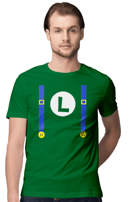 Men's t-shirt with prints Luigi Mario. Brother, character, game, mario, mario bros, nintendo. 2070702