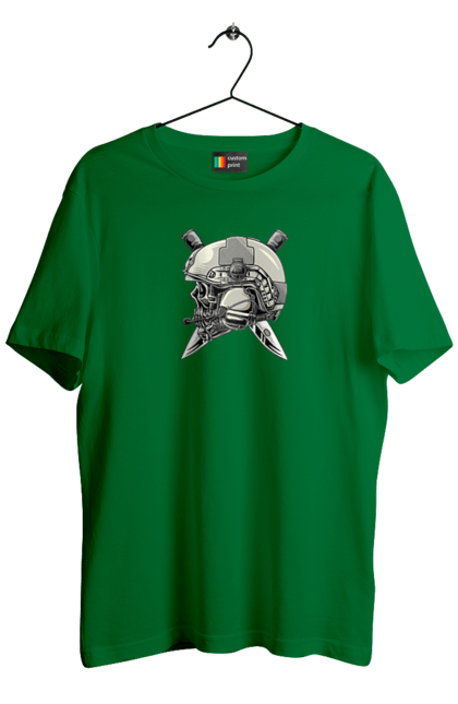 Men`s t-shirt with prints Pilot`s skull. Defender, helmet, military, pilot, skull, than. 2070702