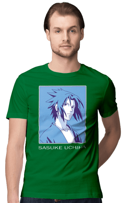 Men's t-shirt with prints Naruto Sasuke Uchiha. Anime, manga, naruto, sasuke, sasuke uchiha, team 7, team number 7, uchiha. 2070702