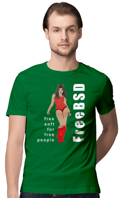 Футболка чоловіча з принтом "Freebsd Для Вільних". Bsd, freebsd, unix, адміністратор, айті, айтішник, безкоштовна, безкоштовно, бестія, білий, вільна, демон, демонесса, дівчина, для дорослих, доступність, еротика, еротична, жінка, незалежність, операційна система, ос, програміст, програмне забезпечення, свобода, сисадмін, система, системний адміністратор, софт, текст, червоний. 2070702