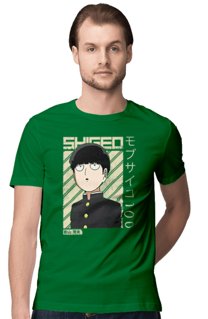 Футболка чоловіча з принтом "Mob Psycho 100". Anime, manga, mob psycho 100, shigeo kageyama, аніме, манга, моб, моб-вар ят 100, сігео кагеяма, шіґео каґеяма. 2070702