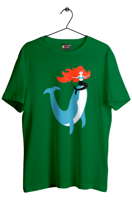 Футболка чоловіча з принтом "Русалка І Кит". Кит, море, русалка. 2070702