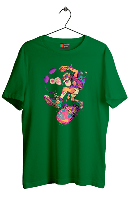 Футболка чоловіча з принтом "Дід на хвилі". Будь молодим, вогонь, ганяй, грай, дід та скейт, драйв, крутий дід, молодість у душі, спорт, старість. 2070702