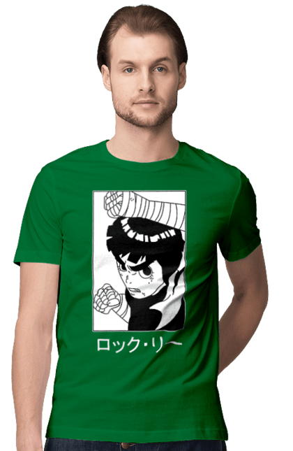 Men's t-shirt with prints Naruto Rock Lee. Anime, manga, naruto, rock lee, shinobi, team guy. 2070702