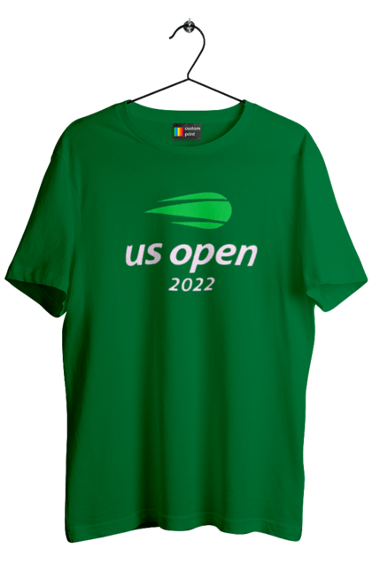 Футболка чоловіча з принтом "Тенісний турнір US Open 2022". Великий теніс, відкритий чемпіонат, гравці, м`яч, нью йорк, призовий фонд, ракетка, турнірна сітка, хард, чемпіонат америки. 2070702