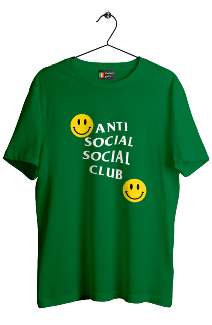 Футболка чоловіча з принтом "Anti Social Club". Anti social club, club, popular, ptetty, smile. CustomPrint.market