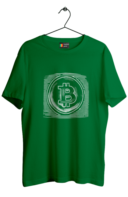 Футболка чоловіча з принтом "Біткоїн". Биткоин, биткойн, бінарний, біткоїн, біткойн, валюта, гроші, крипто, програміст, хакер. 2070702