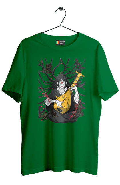 Men's t-shirt with prints Demon Slayer Nakime. Anime, demon slayer, eternal paradise faith, kimetsu no yaiba, manga, nakime, twelve kizuki, upper rank six. 2070702