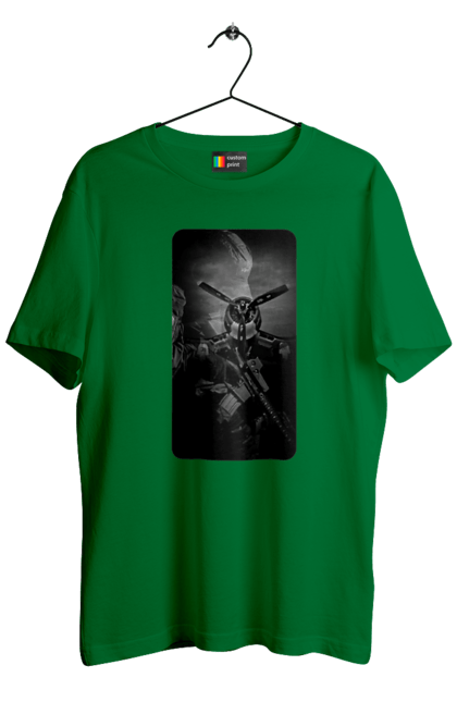 Футболка чоловіча з принтом "Слава зсу". Гвинтівка, зброя, літак, перемога, солдат, україна. 2070702