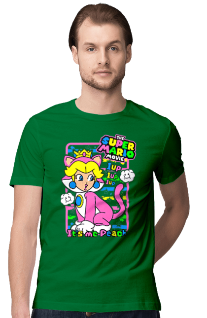 Men's t-shirt with prints The Super Mario Bros. Movie Princess Peach. Character, game, mario, mario bros, movie, nintendo, princess peach, super mario bros. 2070702