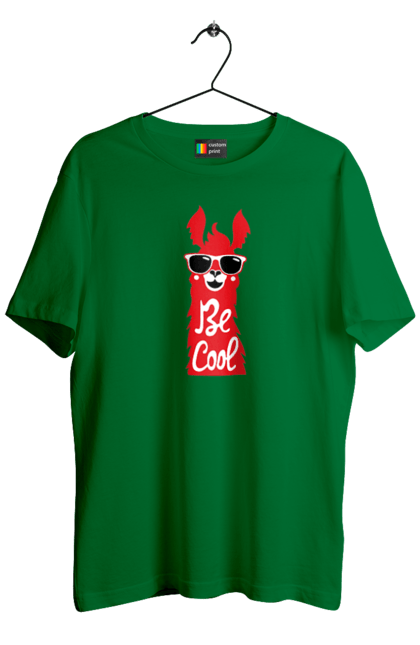 Men`s t-shirt with prints Cool llama. Animals, cool, glasses, lama. 2070702