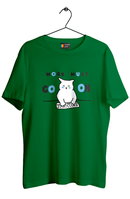 Футболка мужская с принтом Работа не волк. Айти, кот, котики, коты, работа. 2070702