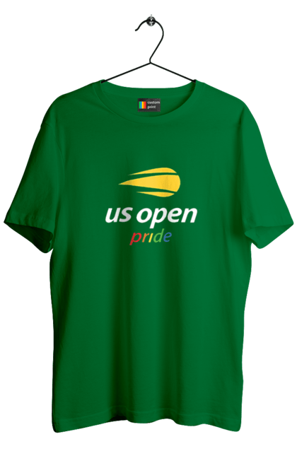 Футболка чоловіча з принтом "Тенісний турнір US Open pride". Великий теніс, відкритий чемпіонат, гравці, м`яч, нью йорк, призовий фонд, ракетка, спонсор, хард, чемпіонат америки. 2070702