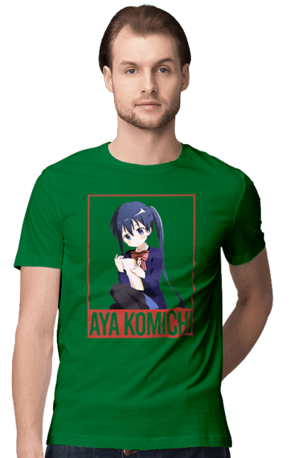 Men's t-shirt with prints Kiniro Mosaic Aya Komichi. Anime, aya komichi, gold mosaic, kiniro mosaic, kinmoza, manga. 2070702