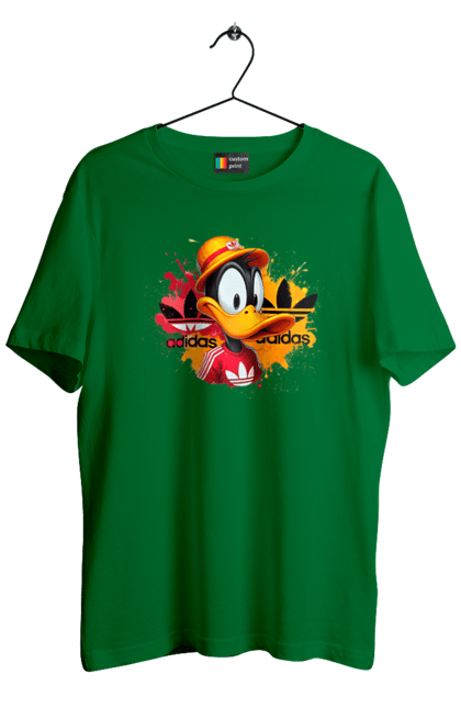 Футболка чоловіча з принтом "Даффі Дак Adidas". Adidas, daffy duck, looney tunes, merrie melodies, warner brothers, даффі дак, качка, мультфільм. 2070702