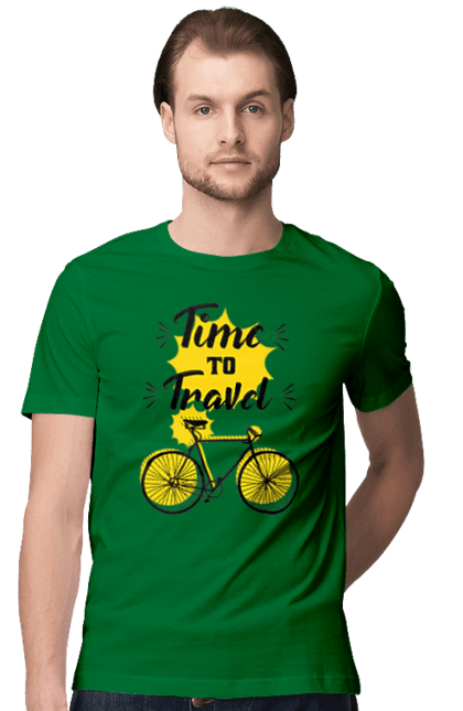 Men`s t-shirt with prints Travel Time, Bicycle. Bicycle, time, travel. 2070702