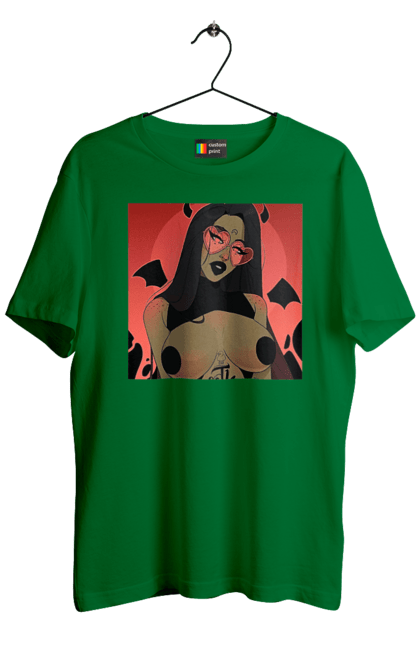 Футболка чоловіча з принтом "Диявол З Цицьками". Гола, диявол, сиськи. 2070702