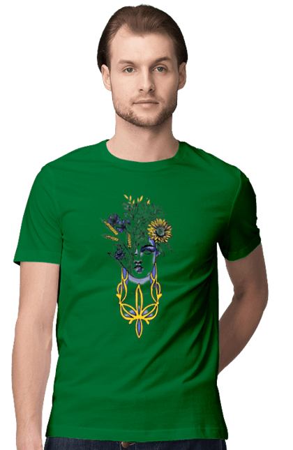 Футболка чоловіча з принтом "Українка". Жінка, соняшник, українка. 2070702