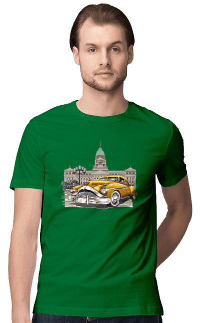 Футболка чоловіча з принтом "Автомобіль та архітектура модерн". Автомобіль, архітектура, модерн. 2070702