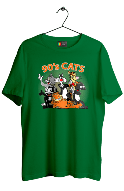 Men's t-shirt with prints 90s Cats Cartoons. Animated series, cartoon, cat, cats, garfield, tom. 2070702