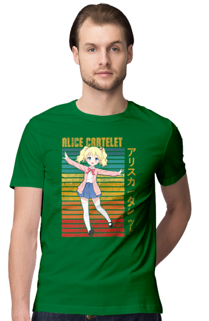 Men's t-shirt with prints Kiniro Mosaic Alice Cartelet. Alice, alice cartelet, anime, gold mosaic, kiniro mosaic, kinmoza, manga. 2070702