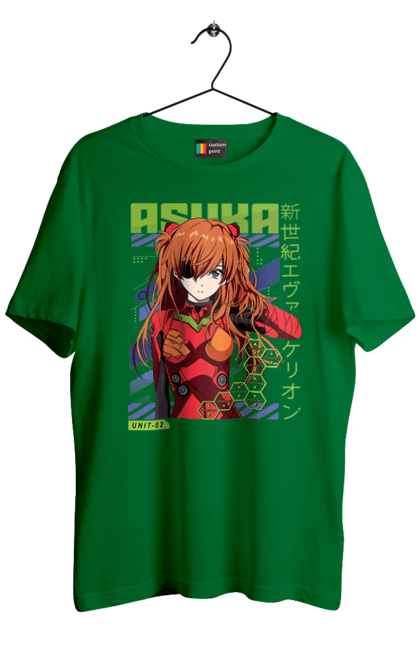 Men's t-shirt with prints Evangelion Asuka. Anime, asuka, asuka langley sorry, eva 02, evangelion, eve, kaoru, manga, ray, shinji. 2070702