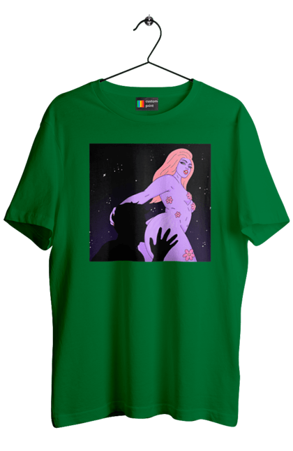 Футболка чоловіча з принтом "Фіолетова Дівчина". Дівчина, тіло. 2070702