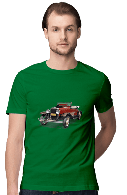 Футболка чоловіча з принтом "Авто.4". Авто, професійне фото, ретро авто, фото, червона гамма барв. 2070702