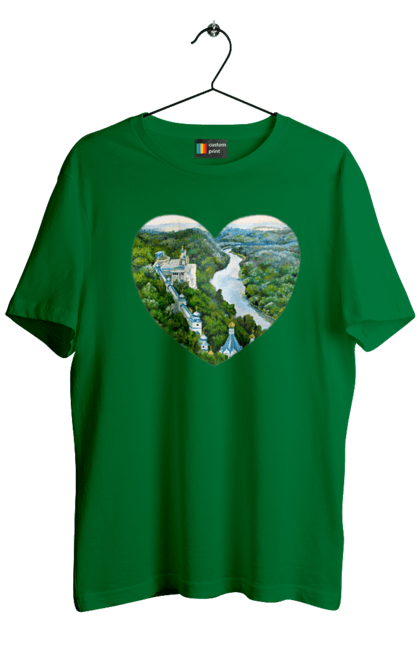 Men`s t-shirt with prints Святогорская лавра. Church, donetsk region, forest, landscape, monastery, river, svyatogorsk, ukraine. 2070702