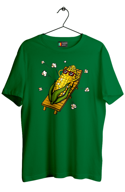 Men`s t-shirt with prints Corn Suns On A Lounger. Corn, lounger, popcorn. 2070702