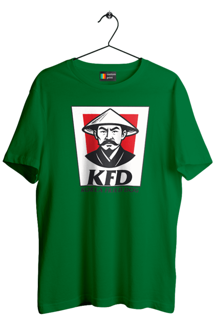 Футболка чоловіча з принтом "Korea Fried Dog". Бренди, гумор, жартівливі, кфц, літні, прикольні, смішні, фаст-фуд. 2070702