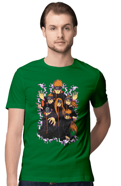 Men's t-shirt with prints Naruto Akatsuki. Akatsuki, anime, character, manga, naruto, ninja, pain, tv series, yahiko. 2070702