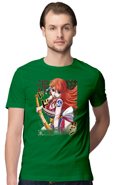 Men's t-shirt with prints One Piece Nami. Anime, cat burglar, manga, nami, one piece, straw hat pirates. 2070702