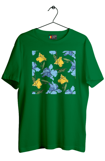 Футболка чоловіча з принтом "Квіти Іриси". 8 березня, andreyanush, весна, весняний подарунок, день матері, день народження, літній подарунок, літо, подарунок дружині, подарунок коханій, подарунок мамі. 2070702