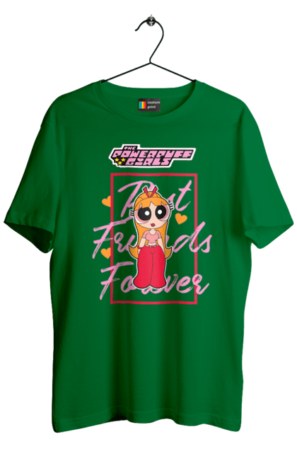 Men's t-shirt with prints Powerpuff Girls Blossom. Animated series, blossom, bubbles, buttercup, cartoon network, cool girls, powerpuff girls. 2070702