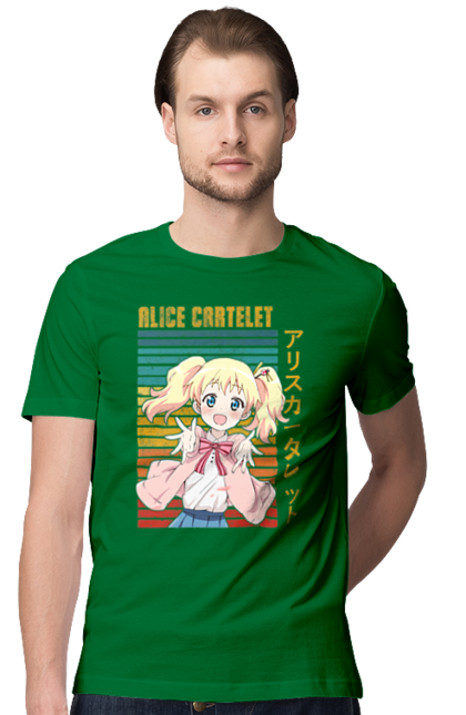 Men's t-shirt with prints Kiniro Mosaic Alice Cartelet. Alice, alice cartelet, anime, gold mosaic, kiniro mosaic, kinmoza, manga. 2070702