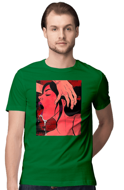 Футболка чоловіча з принтом "Дівчина Смокче Зі Слиною". Секс, смоктати. 2070702