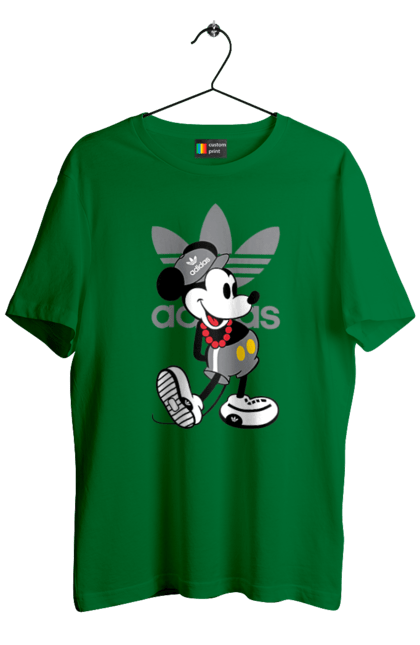 Футболка чоловіча з принтом "Adidas Міккі Маус". Adidas, mickey mouse, адідас, дісней, міккі, міккі маус, мультфільм. 2070702