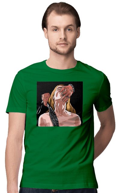 Футболка чоловіча з принтом "Дівчина У Полоні Чоловіка З Батогами". Батіг, пристрасть, смоктати. 2070702