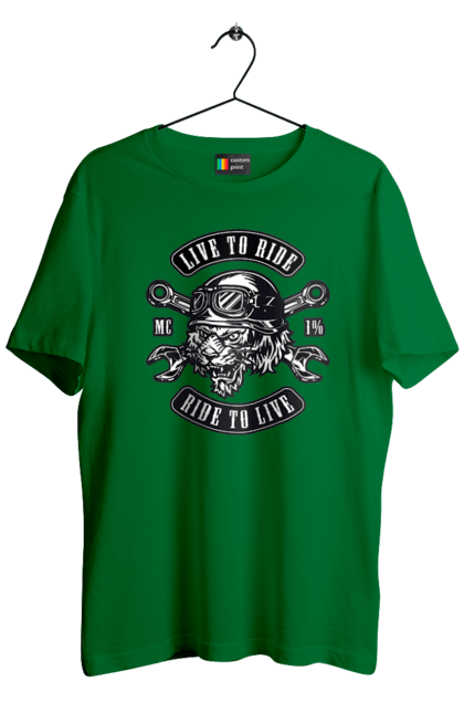 Men`s t-shirt with prints Live To Ride, Tiger. Moped, tiger, to ride. 2070702