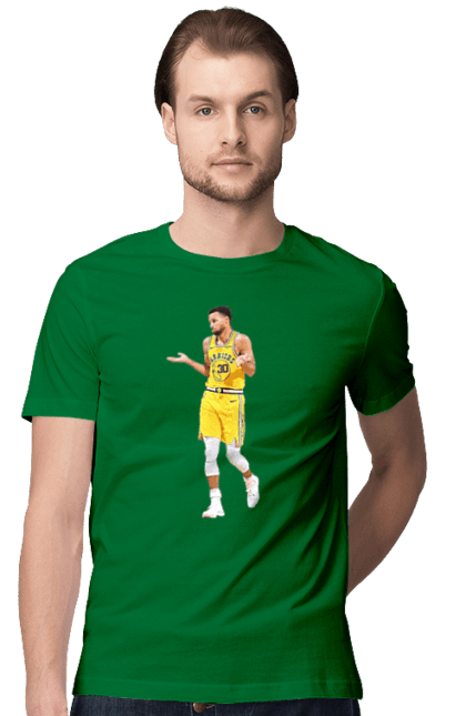 Футболка чоловіча з принтом "Stephen Curry". Basketball, golden state warriors, nba, star, stephen curry. CustomPrint.market