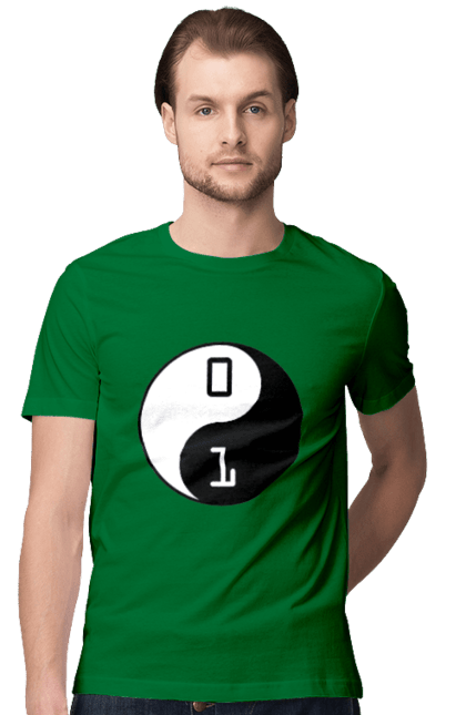 Футболка чоловіча з принтом "Інь Янь". Angular, c, css, html, it, javascript, jquery, php, python, react, svelt, vue, айтишник, айті, гумор, код, кодувати, прогер, програміст, програмісти, ти ж, ти ж програміст, тиж програміст. 2070702