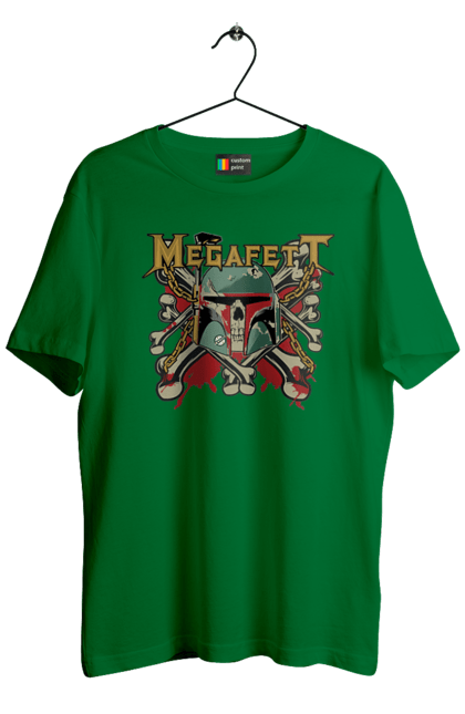 Men's t-shirt with prints Megafett. Bob fett, boba fett, clone, head hunter, megadeth, megafett, star wars. 2070702